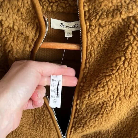Madewell Faux Sherpa Kokomo Pullover Womens XS Camel - Picture 4 of 8